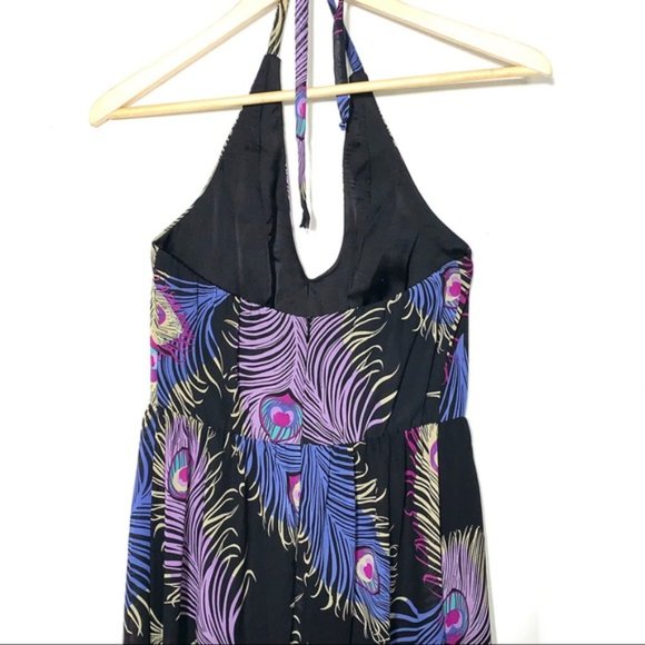 Boston Proper High/low peacock print dress - Picture 6 of 7